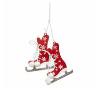 Sujet de Noël 2 Patins Étoile 10cm - Rouge & Blanc