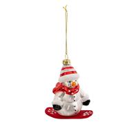 Sujet de Noël Bonhomme de Neige Snowboard 9cm Rouge
