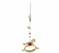 Sujet de Noël Cheval Bascule 34cm - Beige