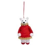 Sujet de Noël Déco Ours avec Robe 13cm Rouge