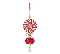 Sujet de Noël en Bois Sucette 22cm Rouge