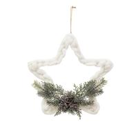 Sujet de Noël Étoile Tressée Givrée 30cm Blanc