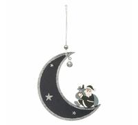 Sujet de Noël lune bois à suspendre - Gris