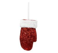 Sujet de Noël Pailleté Gant 15cm Rouge