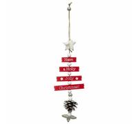 Sujet de Noël Sapin Étoile 33cm - Rouge & Blanc