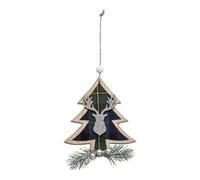 Sujet de Noël Sapin Tartan 17cm Bleu & Argent