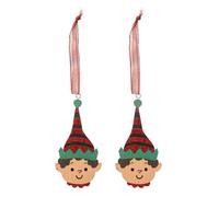 Lot de 2 Sujets de Noël ""Tête de Lutin"" 11cm Multicolore