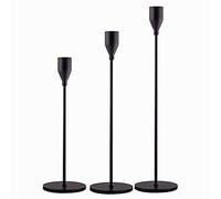 SUJUN Lot de 3 bougeoirs Noirs Mats pour Bougies Coniques, bougeoirs décoratifs pour Mariage, dîner, fête, Convient aux Bougies LED de 1,9 cm d'épaisseur et aux Bougies LED (Support de Bougie en