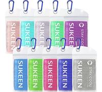 Sukeen Lot de 10 Serviettes rafraîchissantes (101,6 x 30,5 cm) pour la Sueur, séchage Rapide, Serviettes Douces et Respirantes pour Le Cou et Le Visage, Serviettes de Sport fraîches pour Yoga, Sport