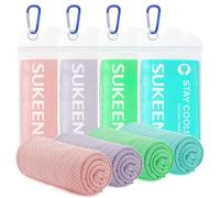 Sukeen Lot de 4 Serviettes rafraîchissantes (101,6 x 30,5 cm) pour Le Cou, Serviettes fraîches pour soulagement instantané du Refroidissement, Douces, Respirantes et Froides pour Yoga, Golf, Gym,
