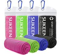 Sukeen Lot de 4 Serviettes rafraîchissantes (101,6 x 30,5 cm), Serviettes rafraîchissantes pour Le Cou, Serviette rafraîchissante pour Yoga, Golf, Camping, Course à Pied, entraînement, Camping