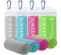Sukeen Lot de 4 Serviettes rafraîchissantes en Microfibre Douce et Respirante pour Yoga, Sport, Course à Pied, entraînement, Camping, Fitness, entraînement et Autres activités - 101,6 x 30,5 cm