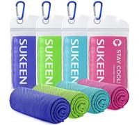 Sukeen Lot de 4 Serviettes rafraîchissantes en Microfibre Douce et Respirante pour Yoga, Sport, Course à Pied, entraînement, Camping, Fitness, entraînement (101,6 x 30,5 cm)