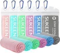 Sukeen Lot de 6 Serviettes rafraîchissantes en Microfibre Douces et Respirantes pour Yoga, Sport, Gym, entraînement, Camping, Fitness, Course à Pied et Autres activités, 102 x 30,5 cm