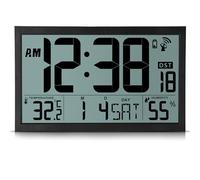Sukeen Radio-réveil Mural, Horloge Murale numérique Grande Radio, Horloge numérique 16,7" fonctionnant sur Batterie, Radio-réveil avec température, humidité, pour la Maison, la Cuisine, Le Bureau