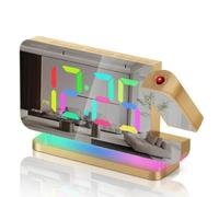 Sukeen Réveil numérique avec Projection, Miroir LED de 18,8 cm avec projecteur Rotatif à 180°, Affichage numérique 11 Couleurs RVB, veilleuse 10 Couleurs, Table de Volume à 5 Niveaux pour Enfants
