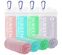 Sukeen Serviette de Refroidissement, 100x30cm Lot de 4 Serviettes Rafraîchissantes pour Le Cou, Serviette Sport Microfibre, Cooling Towel pour Entraînement, Fitness, Sports, Voyages, Yoga, Golf