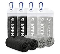 Sukeen Serviettes Rafraîchissantes Lot de 4 pour Golf, Sport, Musculation, Voyage - Serviette de Refroidissement en Microfibre pour Hommes et Femmes - Serviette Absorbante & Ultra Légère