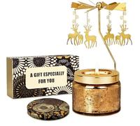 SUKIYPO Cadeau Femme, Cadeau Anniversaire Femme, Élan de Neige Rotative Bougie Parfumée, Parfum de Rose, Gifts pour Maman, épouse, Petite Amie, Anniversaire, Noël, Bougie Décorative pour la Maiso