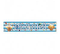 Sukizifa déco Oktoberfest, bannière 300×50 cm, corde 10 m | Déco bavaroise de fête, 4 œillets métalliques, chopes, bretzels, jardin, chapiteau, mur photo, int./ext., 1 set.