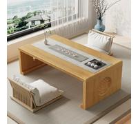 SukrHdoe Table Basse Japonaise Pliable, Table Tatami Portable, Table d’autel pour la méditation, Table au Sol Chinoise en Bambou pour Salon, Salle à Manger, décoration intérieure (Bûche, 80x50cm)