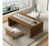 SukrHdoe Table Basse Japonaise Pliable, Table Tatami Portable, Table d’autel pour la méditation, Table au Sol Chinoise en Bambou pour Salon, Salle à Manger, décoration intérieure (Noyer, 60x40cm)