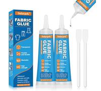 Sularpek Colle pour Tissus, 2 * 60 ml Colle Tissu Extra Forte pour Tous Tissus, Coton, Flanelle, Denim, Cuir, Polyester, Badges, Réparation de Poupée, Séchage en 24 Heures et Imperméable