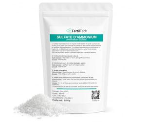 Sulfate d’Ammonium FertilTech 1.5 kg | Engrais azoté 21 % N + 24 % Soufre pour potager, gazon, arbres fruitiers, haies, sols alcalins, jardin, maraîchage, correction du pH, agriculture