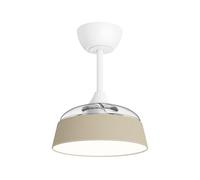 Sulion - Ventilateur de plafond avec lumière et pales rétractables Wizz Stilo - Beige avec finition en tissu, moteur DC silencieux, lumière LED à intensité variable 3000 K - 5500 K, fonction été/hiver
