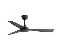 Sulion Ventilateur de plafond LIA noir sans lumière | Moteur DC 2.0 silencieux, 6 vitesses, fonction été-hiver et minuteur | 3 pales ABS