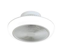 Sulion - Ventilateur de plafond UFO SLM - Moteur DC, lumière LED 44 W réglable, 6 vitesses, 4400 lm, fonction mémoire, silencieux, pales blanches dissimulées, design compact, blanc mat