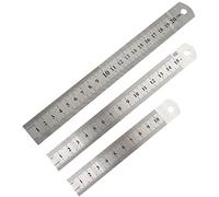 SULIUDAJI Lot de 3 Regle Metal Réglet Droite en Acier Inoxydable Réglet Métrique et Impérial Double Face Règle de Mesure de Précision Pour Technique,Enseignement et Dessin D'ingénierie