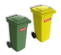 SULO Lot de 2 conteneurs poubelle MGB 120 L, vert et jaune ordures ménagères et tri sélectif recyclable (22069+22071)
