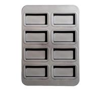 Sulxyi Moule Financier, petit moule à, moule à en carbone, 8 cavités divisées, revêtement anti-adhésif rectangulaire, options de cuisson polyvalentes, construction en acier au carbone pour