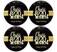 Sumerk Lot de 48 autocollants ronds « Cheers to 20 » pour grandes bouteilles, 5,1 cm