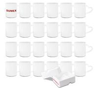 Sumex 11 oz Ensemble de 24 Blanc tasses à sublimation, Céramique Personnalisé Mugs et Tasses à café avec anse coeur pour Cadeau Collègue Idée Cadeau Original, Humour Femme