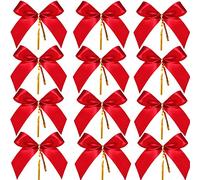 Sumind 48 Pièces Noeud de Noël Noeud de Ruban Rouge pour Arbre de Noël, Guirlande de Noël, Décoration Cadeau (Taille M)