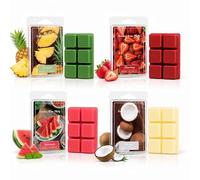 Summer Fruity Aroma Lot de 4 tartelettes en cire de soja naturelle parfumée à l'ananas, à la pastèque, à la fraise, à la noix de coco - 85 g chacun - Pour la fabrication de bougies - Pour un usage