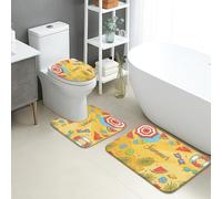 Summer Fun Lot de 3 tapis de bain à séchage rapide, motifs tropicaux colorés, absorbants, antidérapants, lavables en flanelle, pour salle de bain, toilettes, toilettes