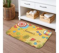 Summer Fun Tapis de bain à séchage rapide, avec éléments tropicaux colorés, absorbant, antidérapant, lavable en flanelle, pour salle de bains, toilettes, toilettes, décoration 50,8 x 81,3 cm