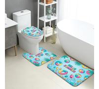 Summer Fun Tapis de bain à séchage rapide Motif boules de plage colorées et coquillages absorbants antidérapants en flanelle tropicale lavable pour salle de bain, toilettes, toilettes