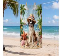 Summer St. Bernard - Serviette de plage fine à séchage rapide pour homme, femme, adulte, 76,2 x 152,4 cm, motif palmier, chiot côtier, grande serviette de plage pour voyage, piscine tropicale