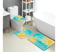 Summer Waves Lot de 3 tapis de bain à séchage rapide, absorbant, antidérapant, lavable en flanelle pour salle de bain, toilettes, toilettes