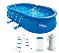 Summer Waves Quick Up Piscine ovale 305 x 549 x 107 cm Bleu Piscine hors sol en plastique