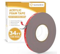 Summerbrite Ruban AdhéSif Double Face Extra Fort-12mm x 10m-Ruban en Mousse Acrylique AdhéSif Puissant,Imperméable et Résistante à la Chaleur Idéal pour Voiture,Bandes LED,Décoration Intérieure