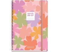 Summery Agenda scolaire 2026/2027 1 jour par page A5+ 10 mois 15 5*21 5cm carton doublé spirale métallique poche intérieure