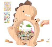 Summidate Tirelire en Bois incassable en Forme de Dinosaure pour Enfants, garçons et Filles, Cadeau d'anniversaire d'enfant et décoration de Chambre