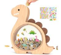 Summidate Tirelire en Bois incassable en Forme de Dinosaure pour Enfants, garçons et Filles, Cadeau d'anniversaire d'enfant et décoration de Chambre
