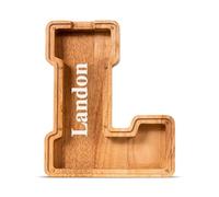 Summidate Tirelire Transparente sur Mesure, Tirelire Personnalisée avec Prénom Gravé au Laser - Lettre en Bois Naturel A-Z, Cadeau Unique et Original pour Baptême et Enfant