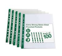 SUMMIT Lot de 100 pochettes perforées transparentes A4 en plastique